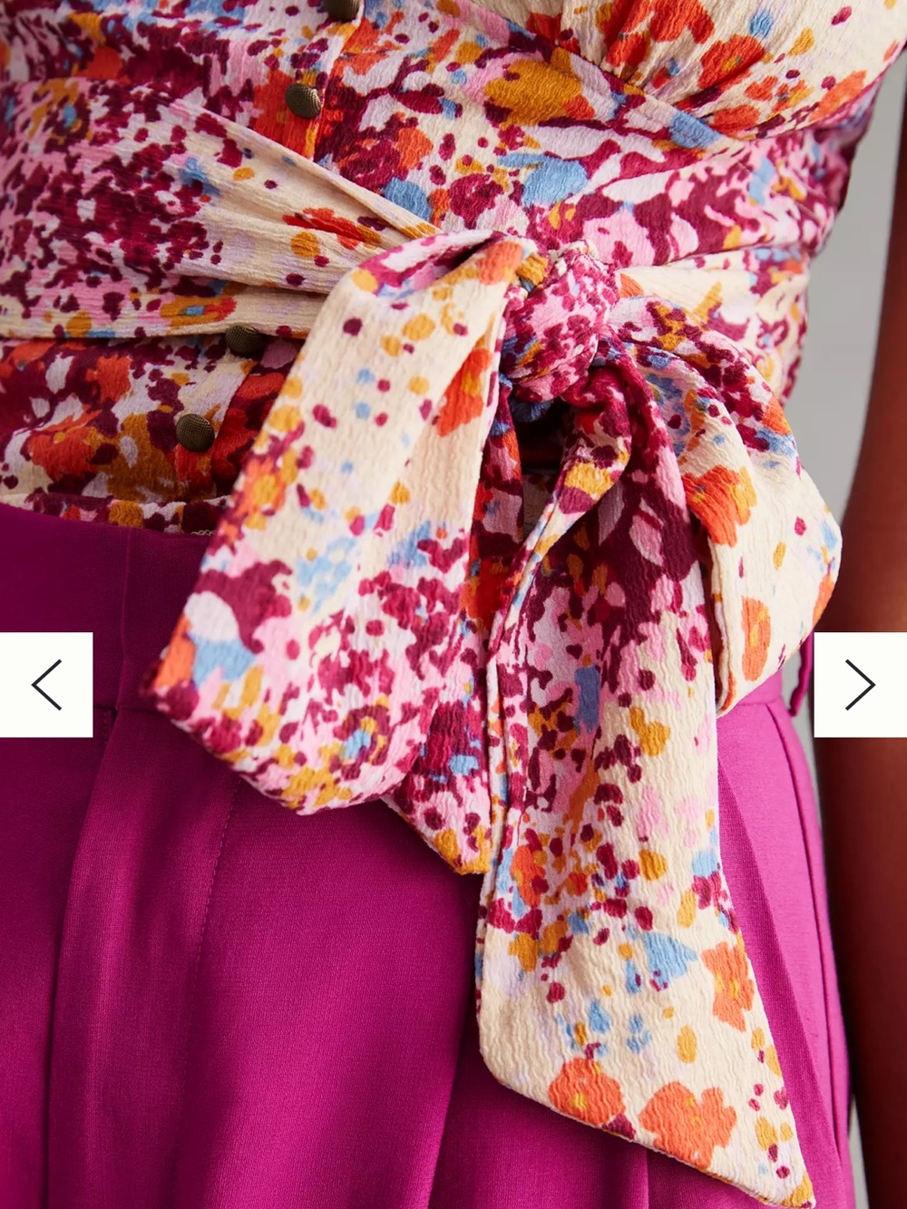 Anthropologie Floral Tie-Waist V-Neck Top multicolor new extra large petite - Picture 4 of 9